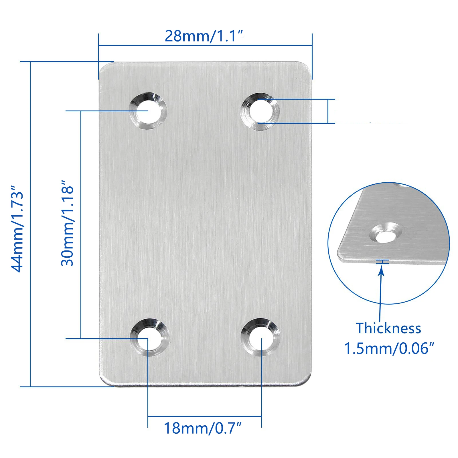 10PCS Stainless Steel Right Angle Bracket, Straight Four Hole Fixed Angle Bracket, Furniture Fasteners, Wood, Shelves, Cabinets, image 3