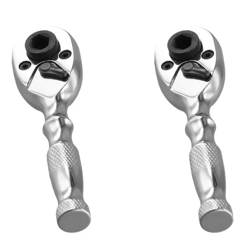 AT05-2X 2 In 1 Mini Dual End Handle Ratchet Handle Drive Finger Ratchet Wrench Two Screwdriver Bits Repair Hand Tools