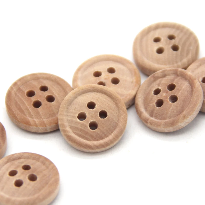 HENGC 50Pcs 11/13mm Natural Round Wooden Buttons for Clothes Kids Shirt Blouse Coat Eco-friendly Sewing Accessories Wholesale