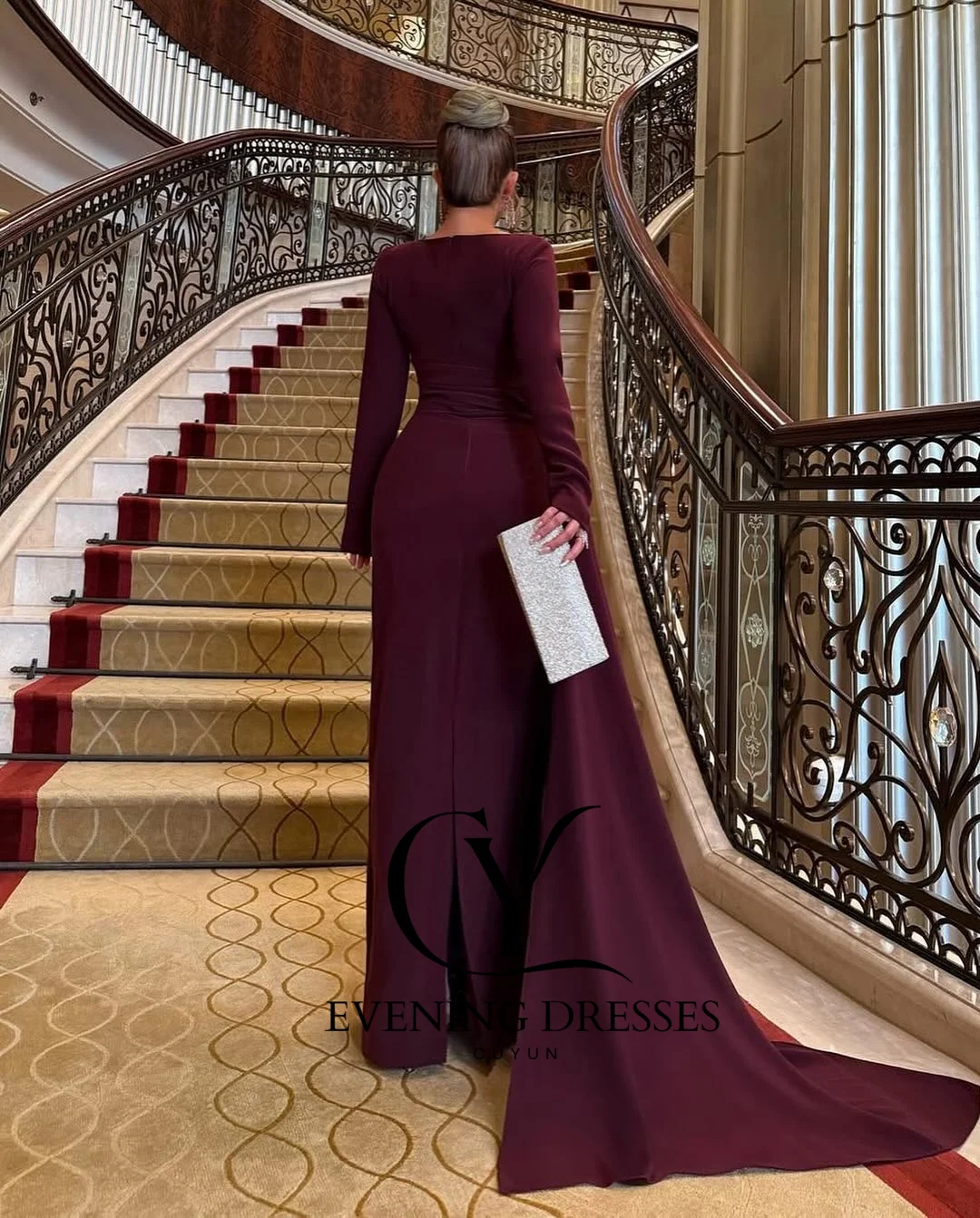 womens burgundy party dress Leely Women Burgundy Velvet Long Holiday Party Dress with Sash Ruched Halter Backless Evening Dress with Slit