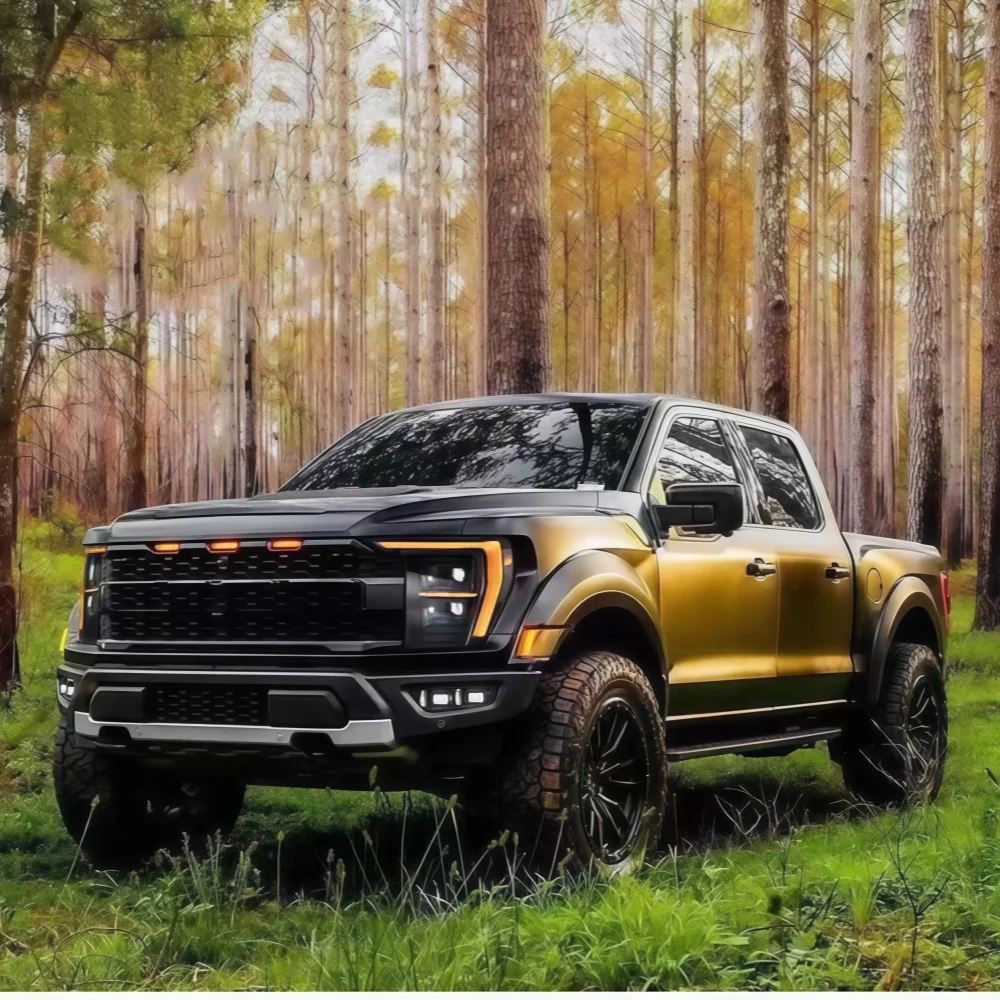 Custom Style LED Front Headlights For Ford F150 Raptor 2021-2023 Clear Lens Sequential Blinker Turn Signal Lamp Assembly