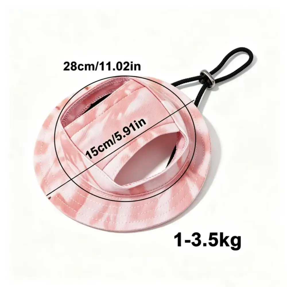 1PC Adjustable Pet Sun Hat with Ear Holes - Breathable Dog Bucket Hat for Small Dogs & Cats, UV Protection Summer Outdoor - view 2