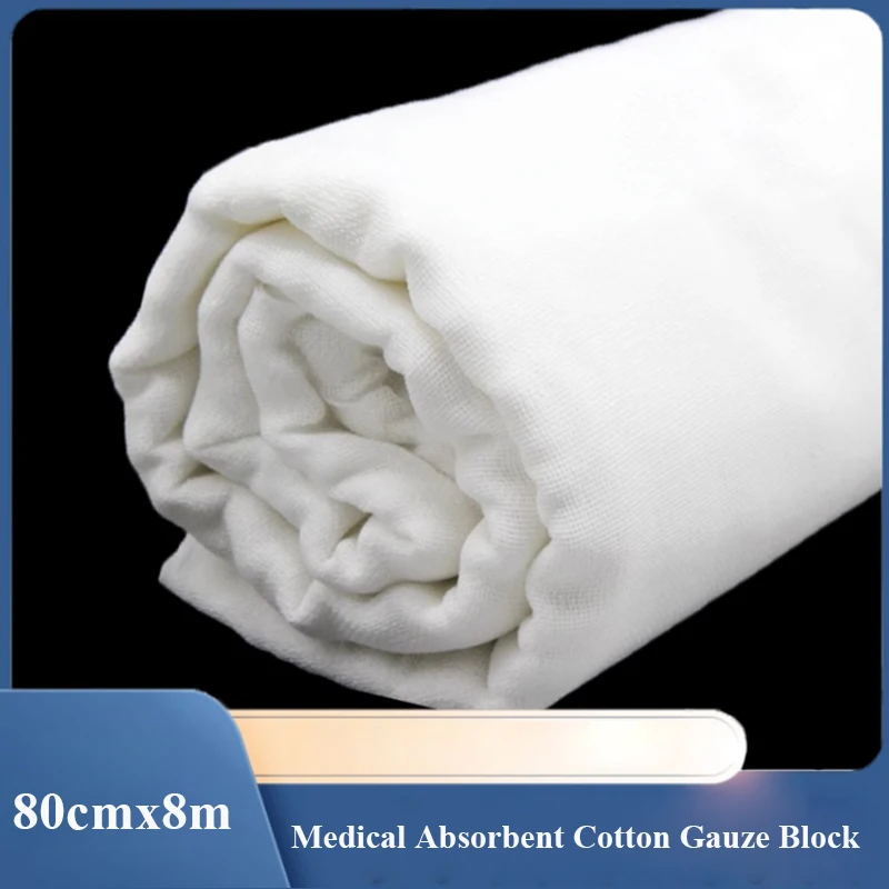 80*800cm Large Size Medical Absorbent Cotton Gauze Pad Block Surgical Gauze Pieces For Wound Dressing Hemostasis First Aid