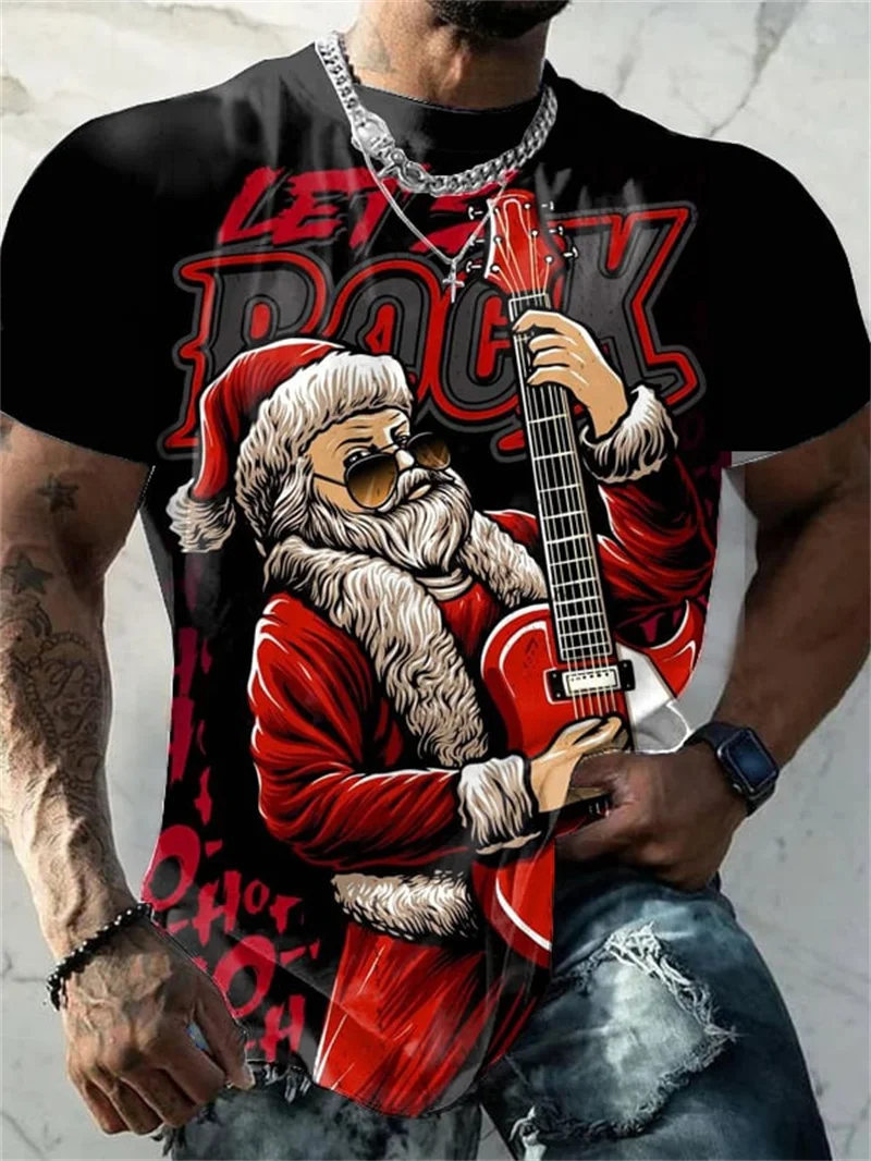 

Christmas T-Shirt Funny 3d Santa Claus Print Tops Dj Mens Kawaii T-Shirt Holiday Casual Harajuku Colorful New Men's Clothing