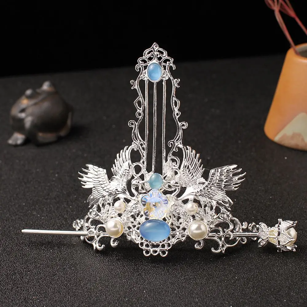 Style Hair Accessories Gem Photo Props Alloy Ancient Style Hair Crown Hairstyle Design Tool Hanfu Hairpin Crane Hair Stick