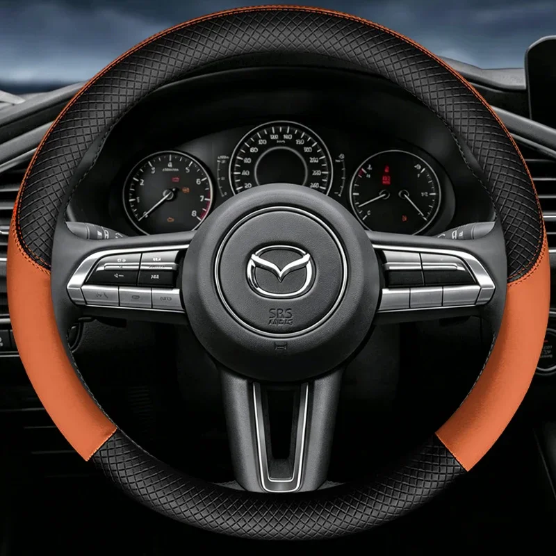 Accessories For Mazda  SKYACTIV Axela Atenza CX30 CX5 CX8 CX9 3 5 6  Leathe Car Steering Wheel Cove 3D Embossing