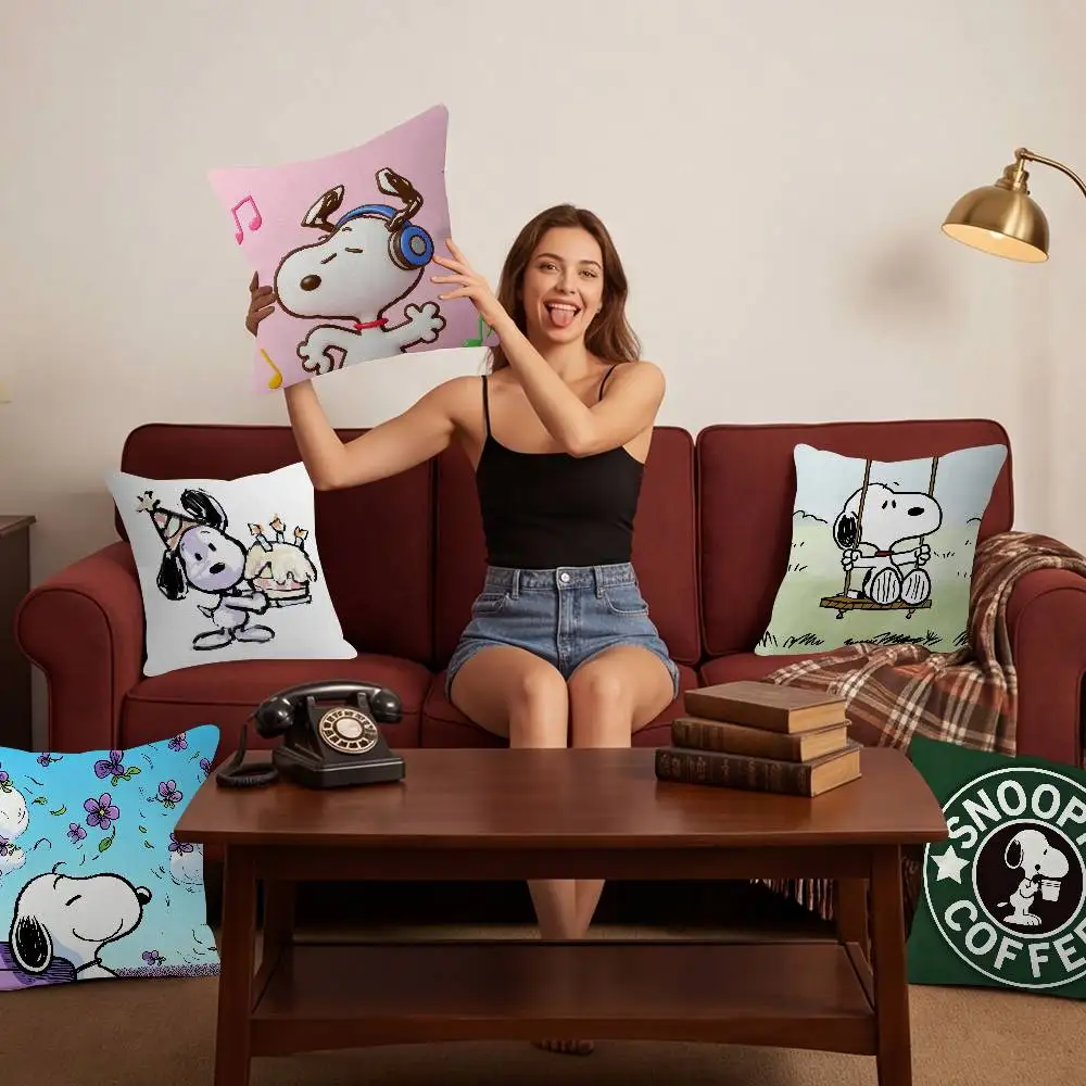 Anime S-Snoopy Cute Cartoon Dog Pillow Cushion Cover Pillowcase Living Room Sofa Home decorative pillowcase