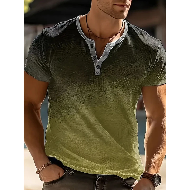 تيشيرتات بأزرار بياقة متدرجة للرجال ، قميص بولو للشارع بأكمام قصيرة كاجوال ، ملابس بلوفر ، توبات شاطئ ، موضة صيفية #4