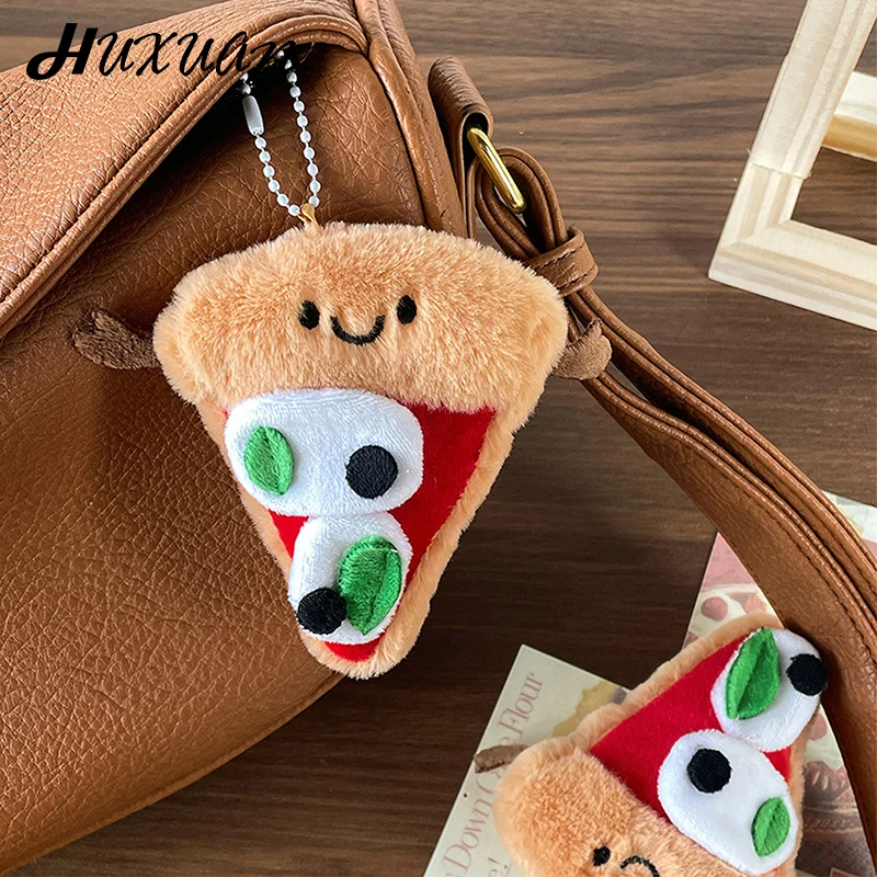 Lindo mini colgante de pizza de peluche colgante de mochila de niña colgante de llave de regalo de cumpleaños