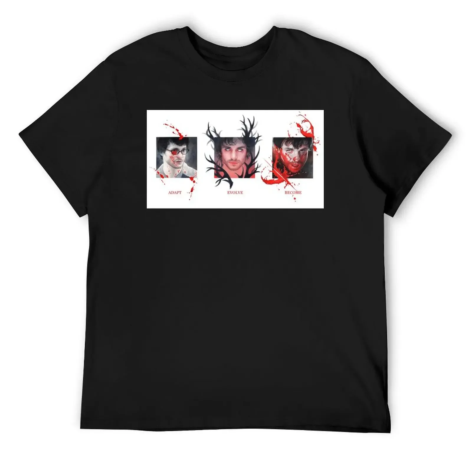 ADAPT, EVOLVE, BECOME con fondo / Will Graham / HANNIBAL Camiseta ropa de San Valentín camisetas gráficas para hombres