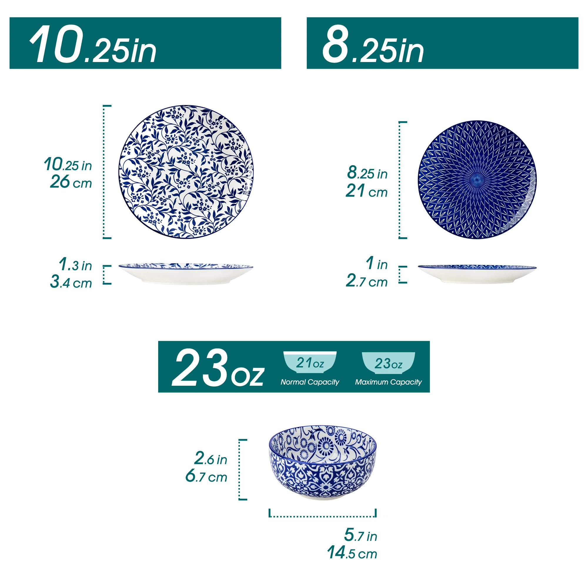 vancasso 12/24/36 Piece Chinese Blue and White Porcelain Plate Set Tableware Set with 4PCS Dinner Plate/Dessert Plate/Ceral Bowl view 2