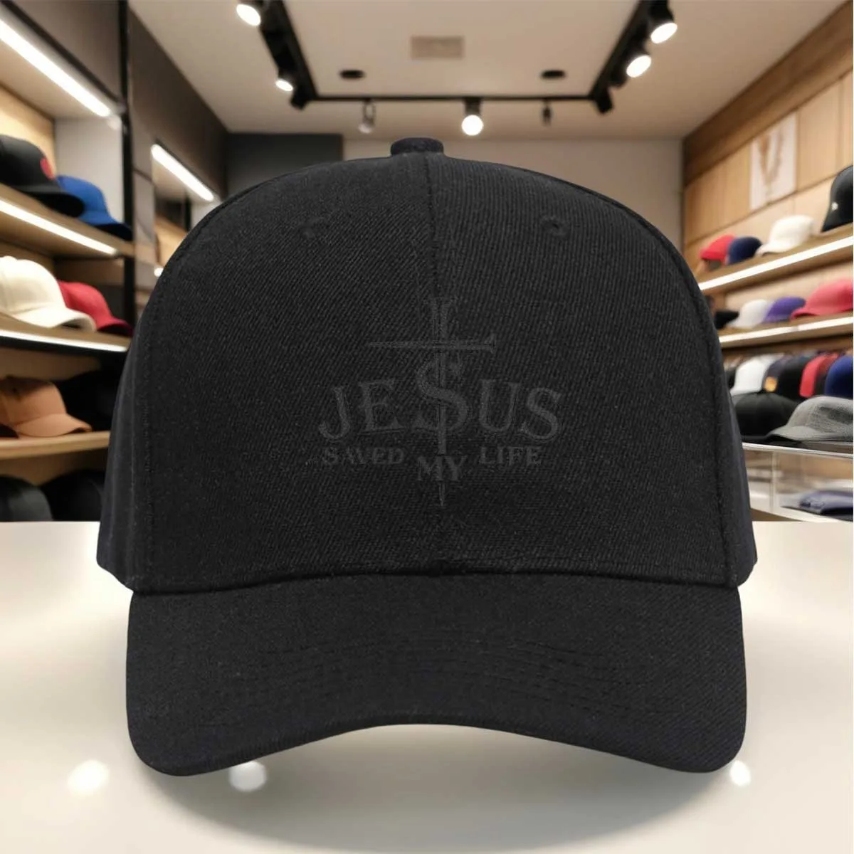 Religious Faith Baseball Cap, Jesus Saved My Life Cross Sword Graphic Dad Hat, Comfortable Adjustable Cap for Men and Women