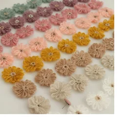 10PCS Artistic wool knitted hook floral pendant Earrings Stud Accessories Hand made diy hairpin ornaments material pack flower