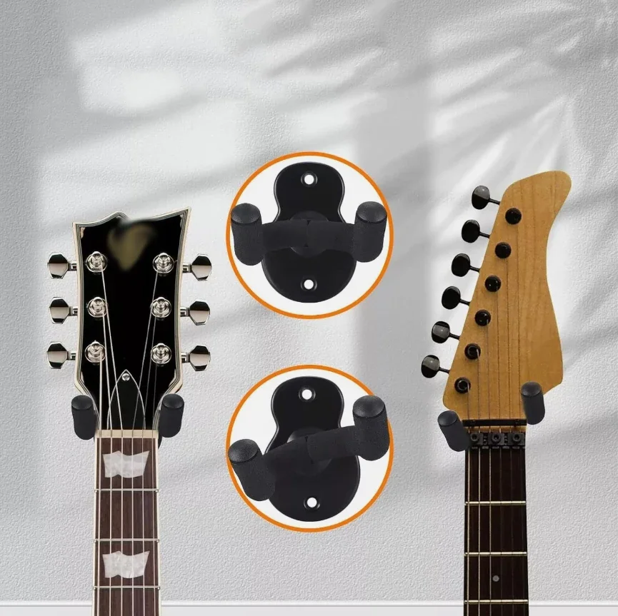 Guitar Wall Mount Hanger Hook Acoustic Electric Bass Guitar Wall Hook Hanger Black Metal Holder Hanger