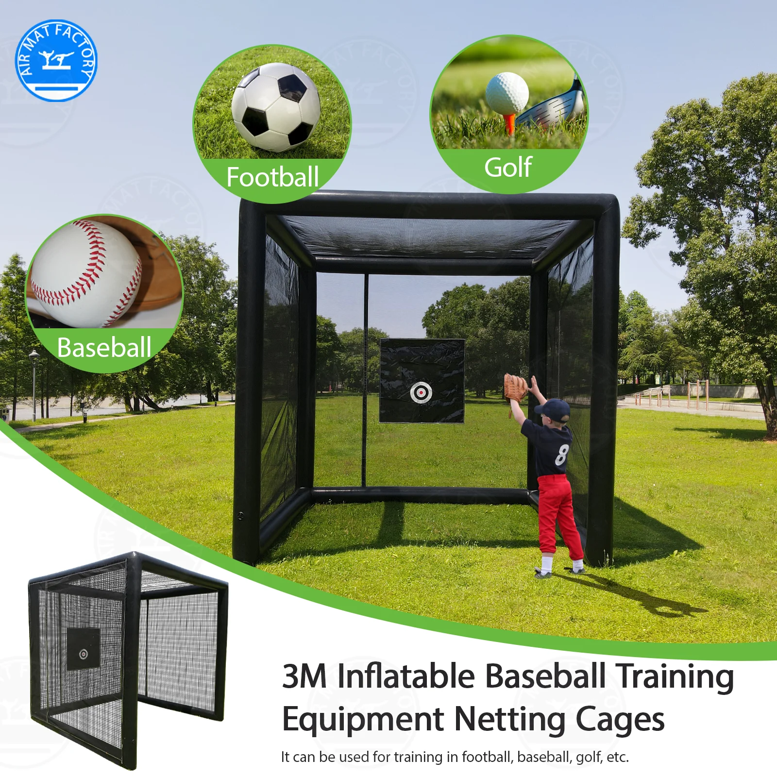 

Inflatable Batting Cage for indoor and outdoor activities for aged 5-12 years old PVC inflatable baseball/softball tent Spot