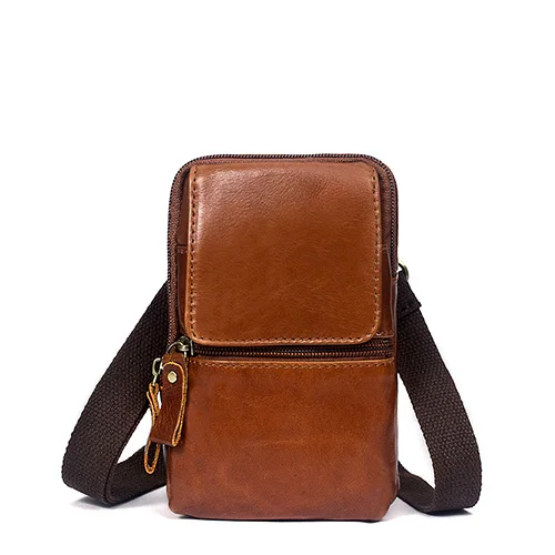 

genuine leather bags belt messenger bag men's shoulder bag casual small flap zipper phone hip bags male heuptas pack 1024