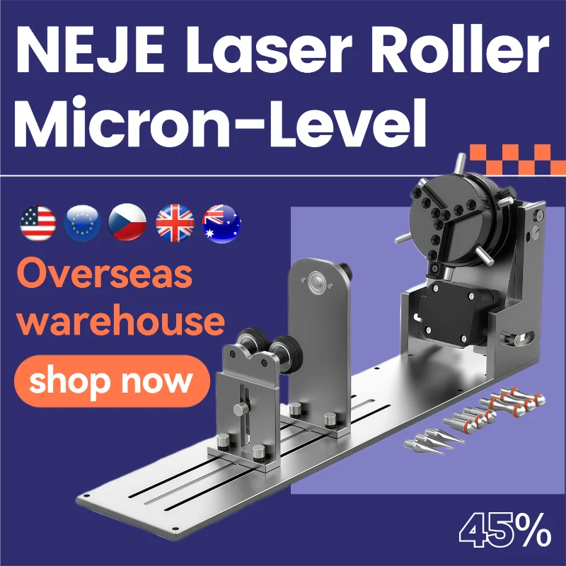 2025 NEJE R6 Rotary Roller Chuck Tool, 360° Rotating A-Axis, for Laser Engraving, 9-in-1 Multi-Function, Cup/Bat/Plate/Ring