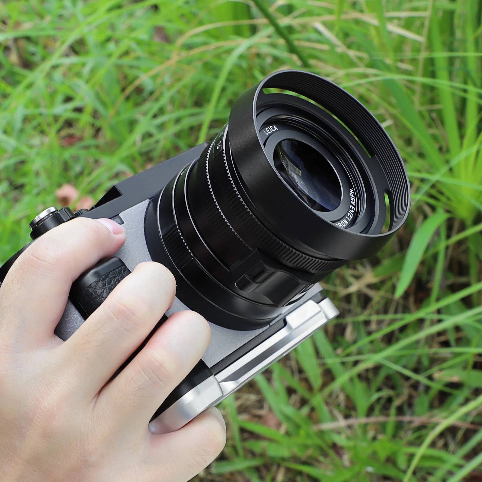 Haoge LH-LQ غطاء عدسة معدني مع غطاء لكاميرا Leica Q3 43 Q3 Q2 Q Q-P QP Typ 116 Typ116 باللون الأسود