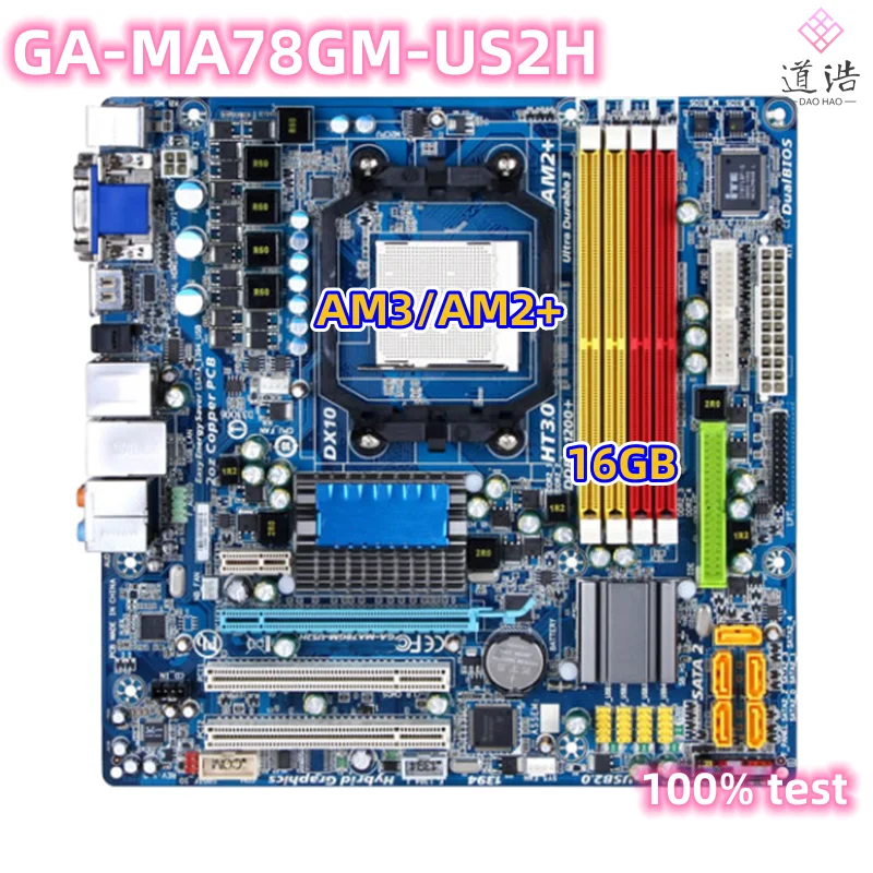 

For GA-MA78GM-US2H Motherboard 16GB 2*PCI AM3/AM2+ AM2 DDR2 Micro ATX 780G Mainboard 100% Tested Fully Work