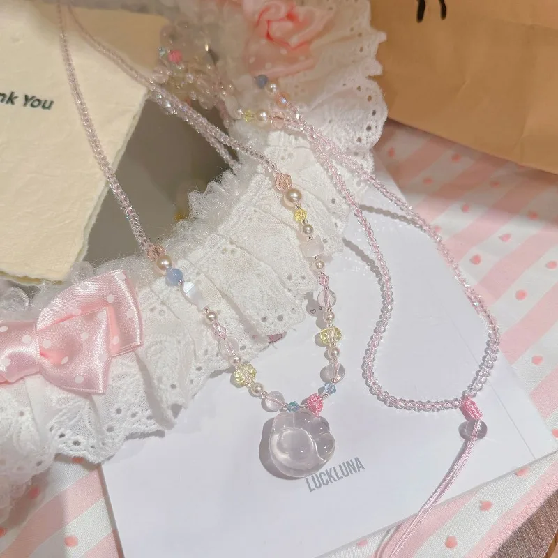 

[Cat Girl] Cat Scratch Necklace Light Luxury Niche Cute Sweet White Crystal Clavicle Chain Exquisite Versatile Necklace