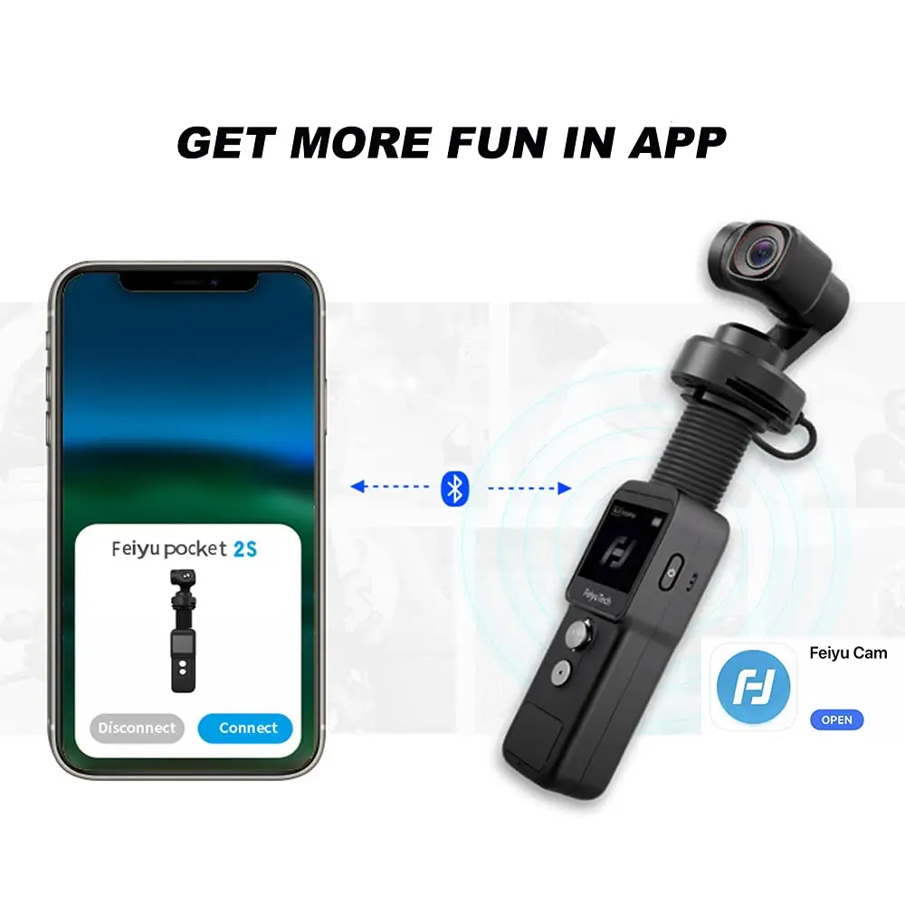 Feiyu Pocket 2s Gimbal-In-One Sports  Handheld 3-Axis Stabilizer 4k Video Recording Split Design With Mic Wearable