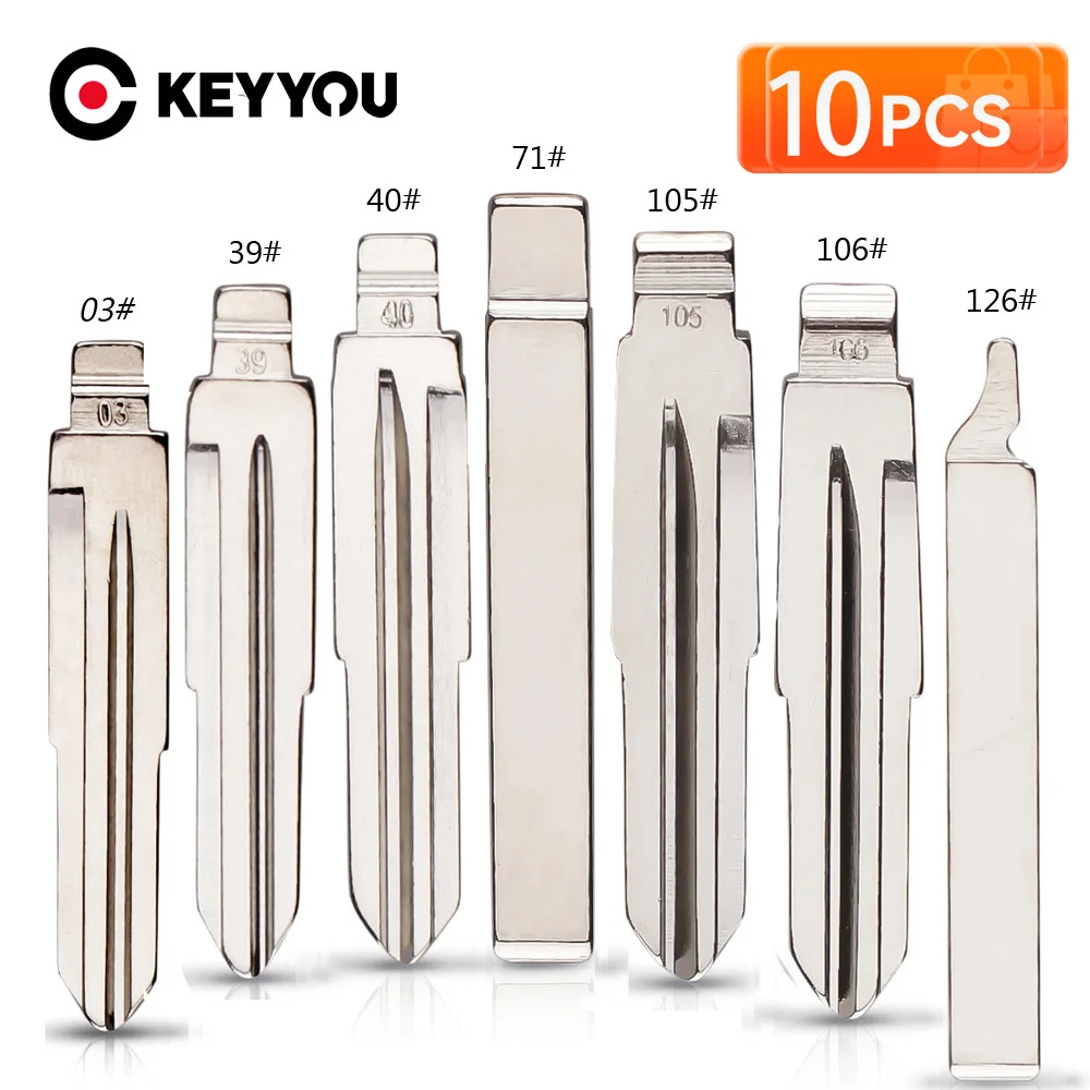 

KEYYOU 10pcs Car Key Blade No.03 #39 40 105 126 71# HU100 Blade For Chevrolet Cruze SPrak Aveo Camaro Equinox Opel For Buick