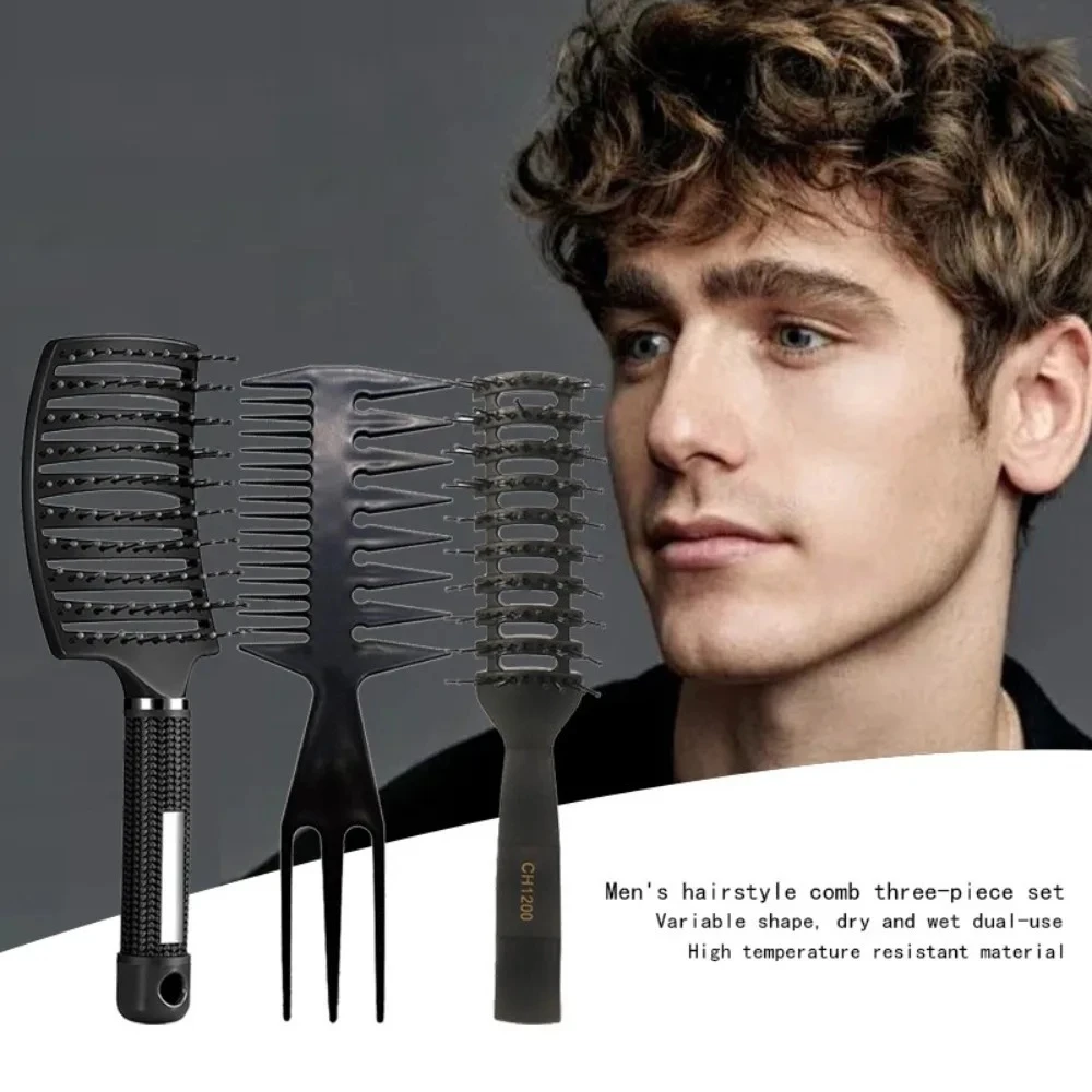 

1/3PCS Wide Tooth Detangling Comb Set for Curly Wavy Thick Hair Anti Static Massage Salon Barber Wig Styling Tool