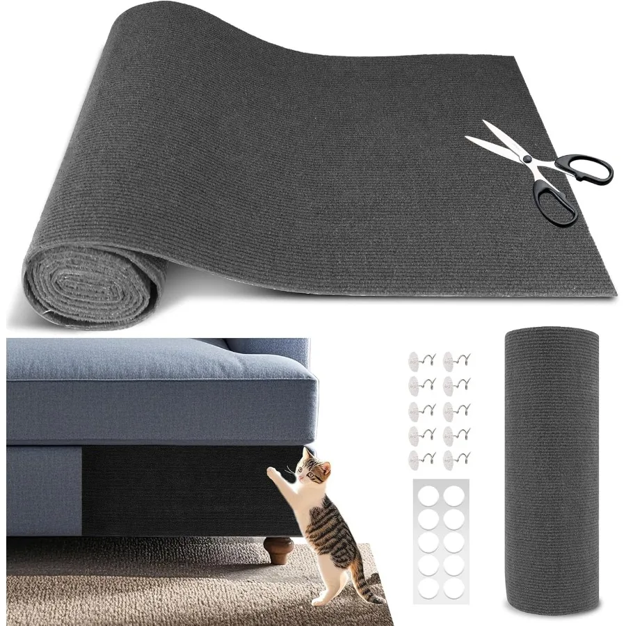 78.7x15.8 ذاتية اللصق القط خدش حصيرة الوسادة DIY بها بنفسك استبدال السجاد على الأشجار الجدران سرير الأبواب والأرائك رمادي داكن حماية #2