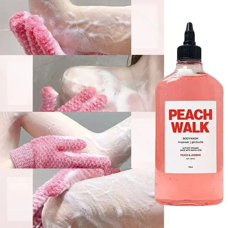 Peach Amino Acid Brightening Shower Gel with Niacinamide Oil Control Exfoliating Gentle Body Wash for Soft & Smooth Skin