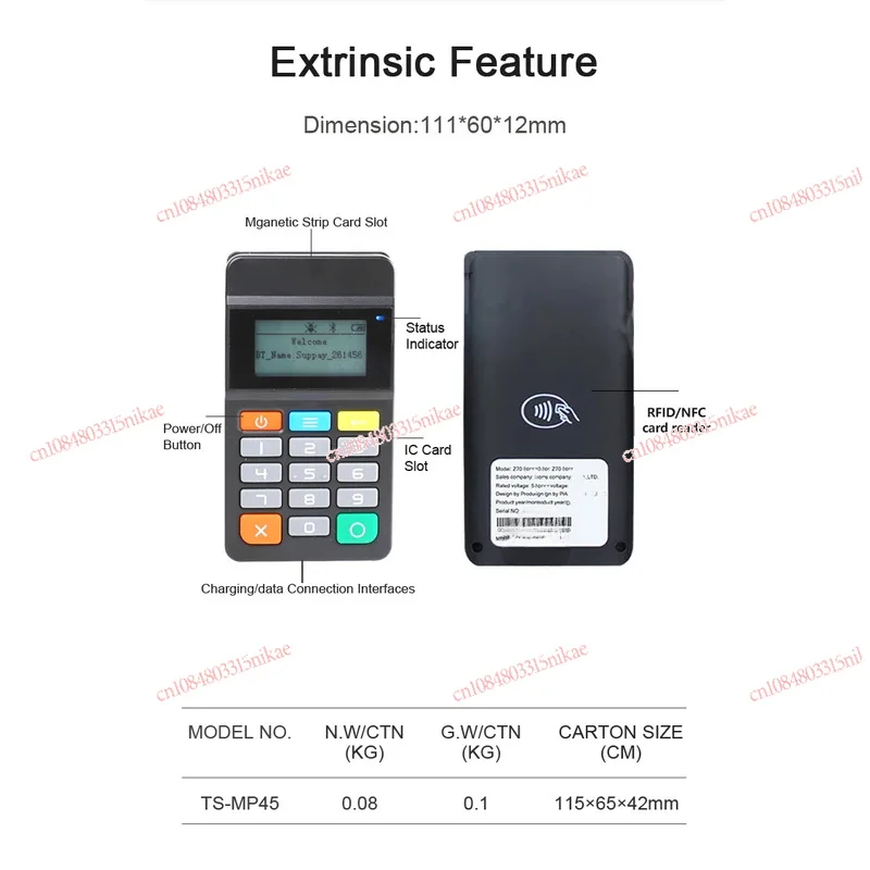 Keypad Keyboard Credit Chip Card Reader Writer With EMV PCI MPOS Approved USB BT Connection ICC NFC Pinpad System