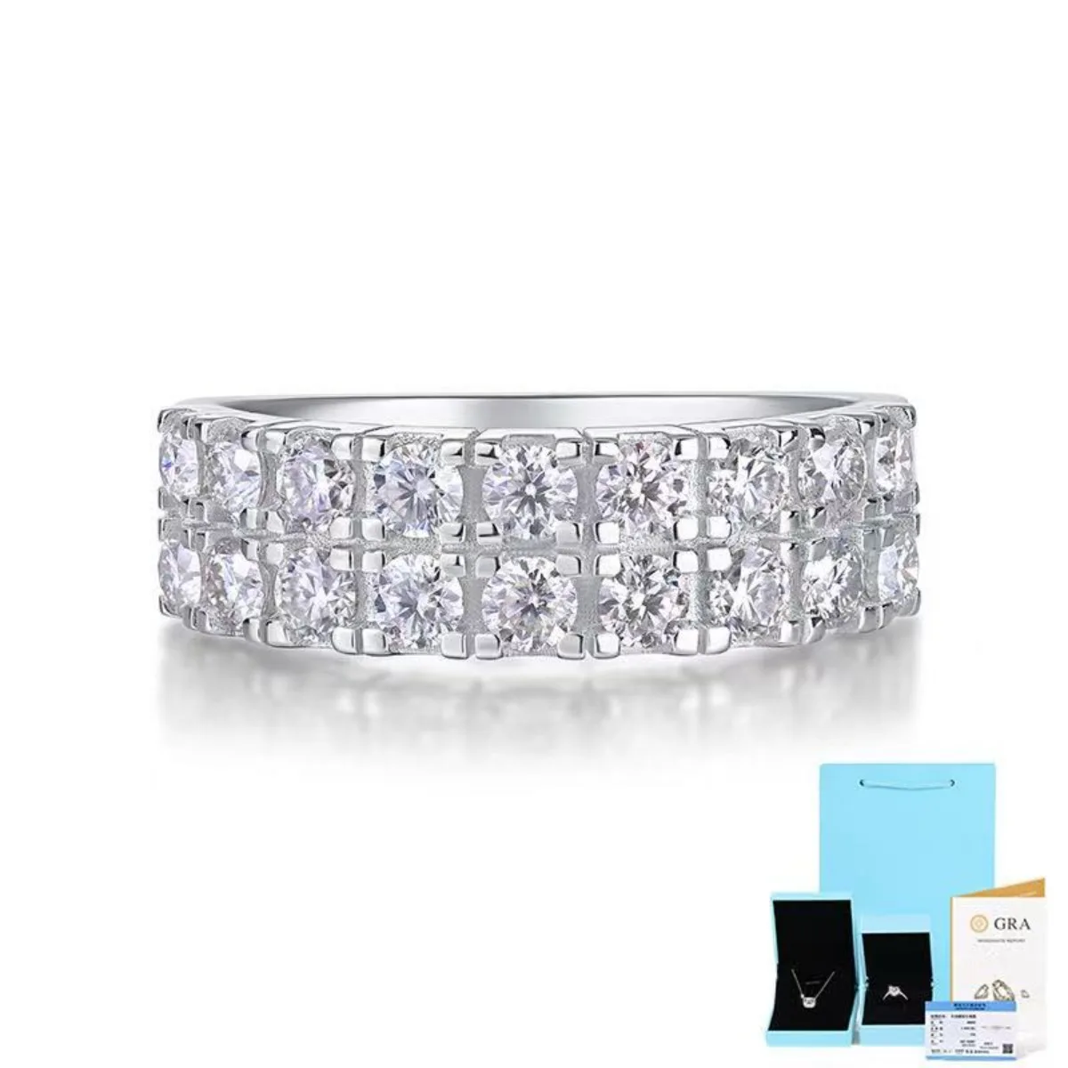 

D Color Moissanite Ring with GRA Certified 925 Sterling Sliver Plated 18k White Gold Wedding Bands for Women Fine Jewelry Gift