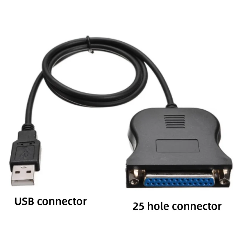 USB naar parallelle poortkabel 25-pins printkabel 25-gaats DB25 parallelle poort printer Vintage printadapter