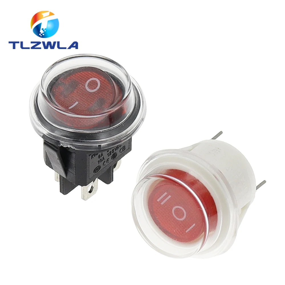 1PCS ON/OFF Round Rocker Switch LED illuminated Car Dashboard Dash Boat Van 12V 24V / 6A 250V / 10A 125V 2/3/4PIN Switch 20MM