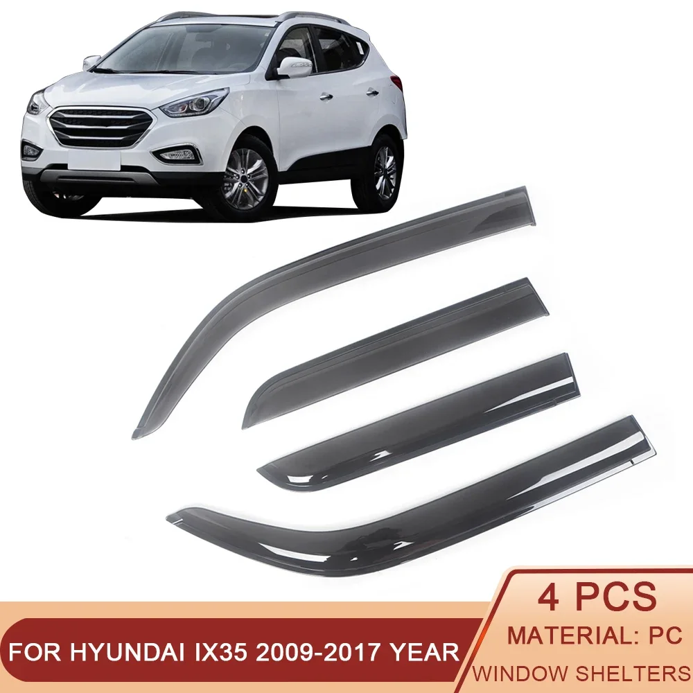 

For Hyundai IX35 2009-2017 Auto Side Window Wind Deflectors Visors Black Rain Guard Door Visor Vent Shades Dark Smoke Ventvisor