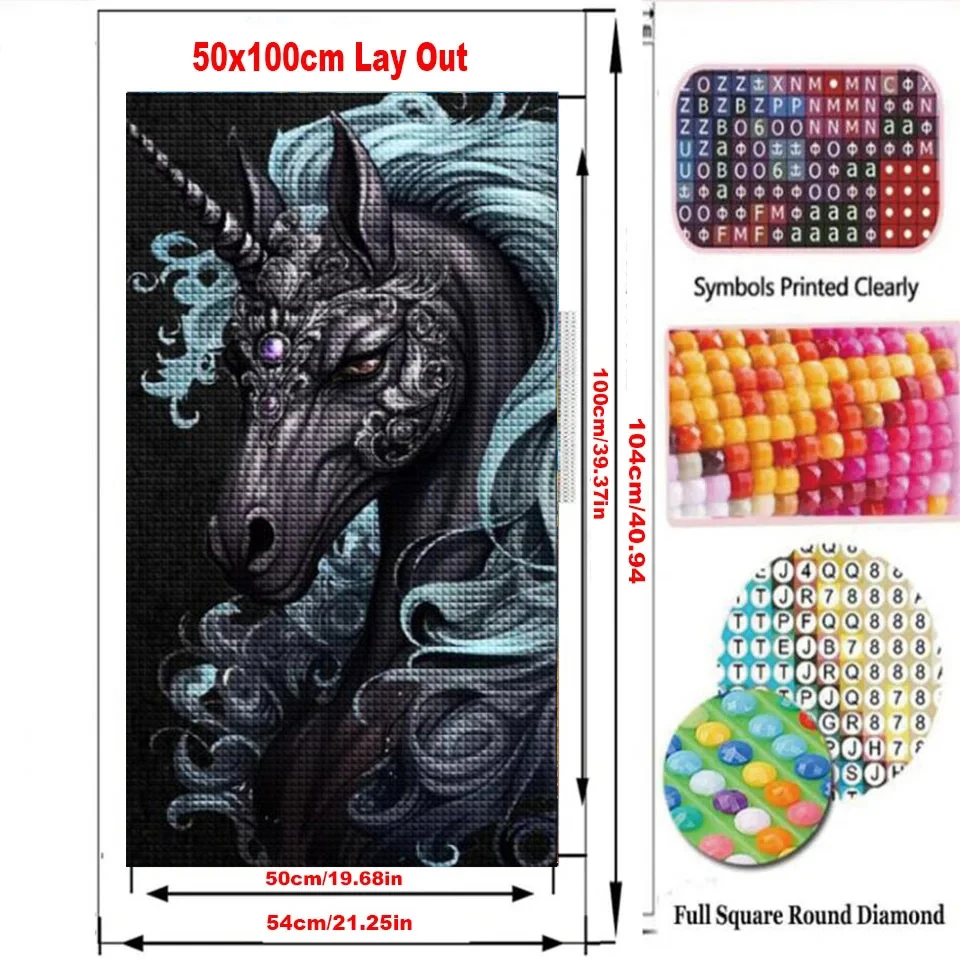 dark Mythical Unicorn 5D DIY Diamond Painting New 2024 Cross Stitch Kits Mosaic Diamond Embroidery Sale horse Home Decor Gift