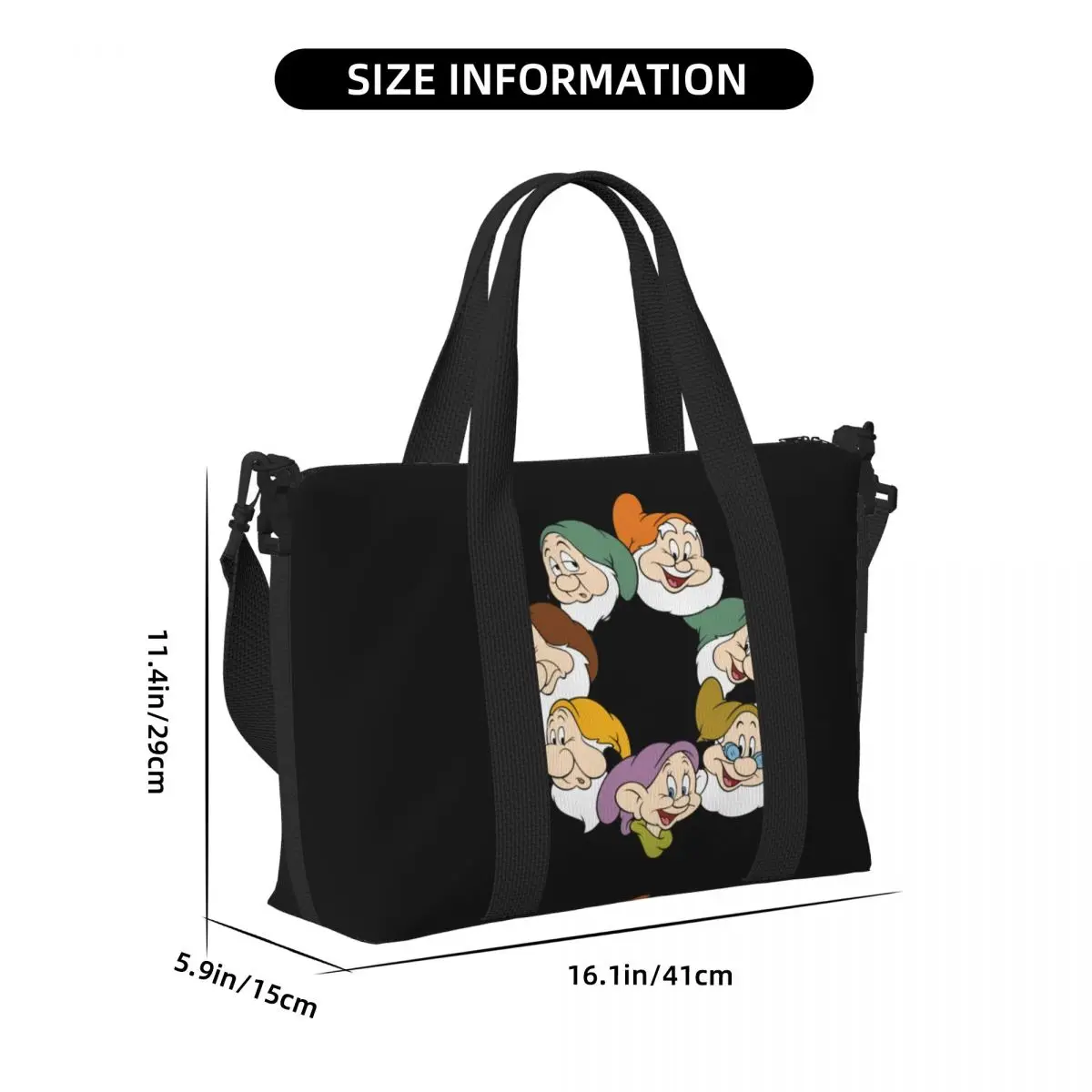 Bolso de mano personalizado de Blancanieves y los siete enanitos para mujer, bolsa de playa Extra grande para gimnasio, bolsas de compras de viaje