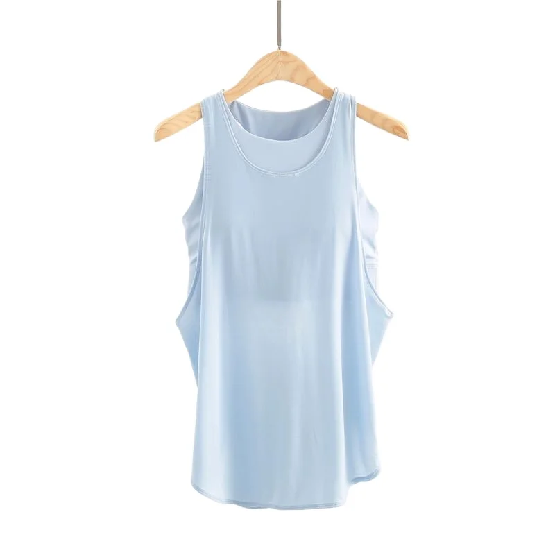 Summer Yoga Clothes Vest Women's Shock-Proof Belt Chest Pad Two **** Top Loose Running Fitness Suit Blouse
