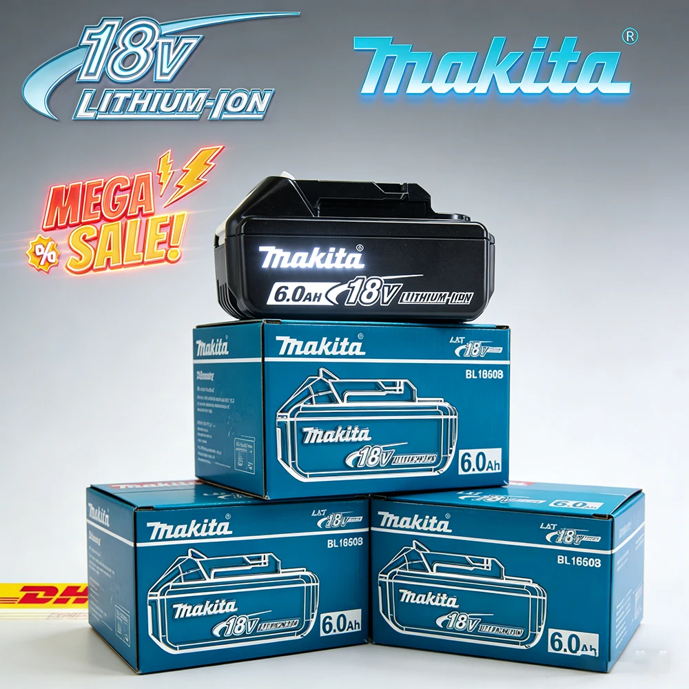 

Makita Original Lithium ion Rechargeable Battery 18V 6000mAh 18v Replacement Batteries DTW700 BL1860 BL1830 BL1850 BL1860B
