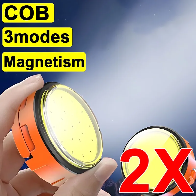 1/2pcs MINI High Power LED Camping Light Rechargeable with Magnet Base Bank for Outdoor Tent Portable Emergency Lantern Hiking