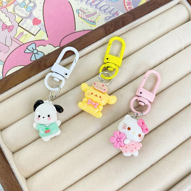 1PC Cartoon Sanrio Anime Kt Cat Kuromi Melody Cinnamoroll Keychain Pendant Cute Keyring Backpack Decoration Accessories Gifts