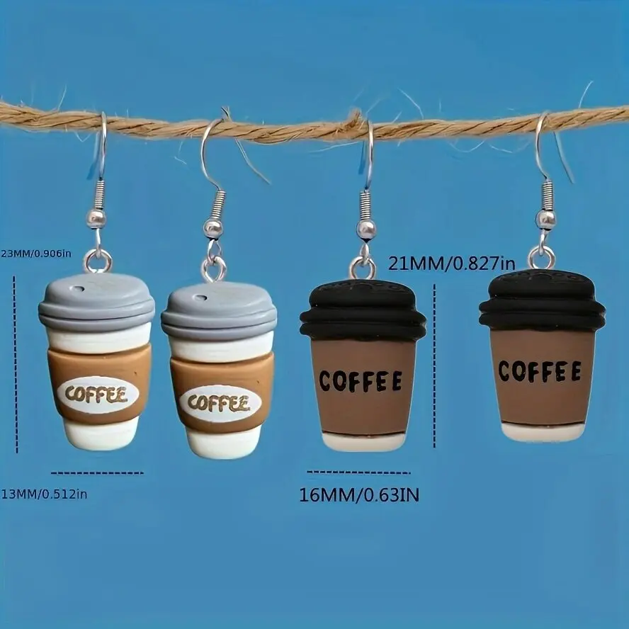 Cute coffee bottle earrings latte drinks earrings resin simulation Beverage food Cup Earrings Jewelry