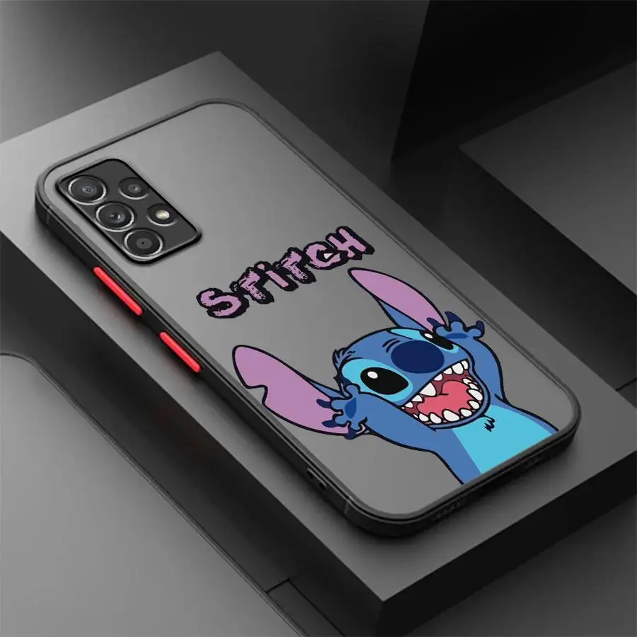 Stitch Angie Cartoon Phone Case for Samsung Galaxy A53 5G A16 A71 A12 A51 A23 A14 A52 A33 A72 A24 Frosted Funda Cover