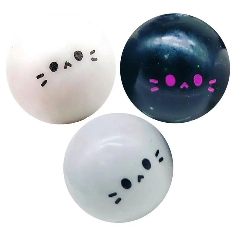 Fidget Stress Balls Cat Design Sensory Toy Cute Soft Pinch Toys Novelty High Resilience Rebound Ball For Kids Teenagers Adults