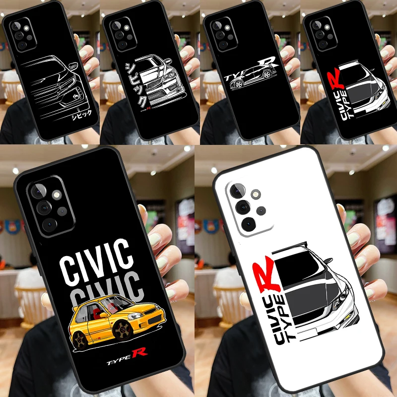 JDM Type R Civic Sport Car Case For Samsung Galaxy A55 A35 A15 A14 A34 A54 A53 A33 A23 A13 A12 A32 A52 A51 A71 Cover