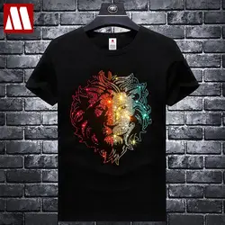 2024 Men's Summer Cotton Short Sleeve Colorful Lion Design Print T-shirt Man New Lions King Diamond Tees Tops Animal Pullover