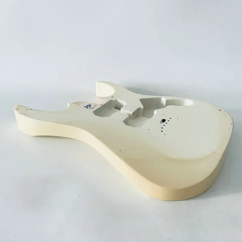 AB054 White Colpr ST Guitar Body Unfinished String Through Body Right Hand With Damages and Cracks HH Pickups Special Sales