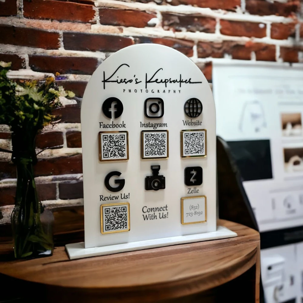 Multiple QR Code Logo Customization Acrylic QR Code Plaque Menu Payment Social Media Supplier Social Media Brand Promotion