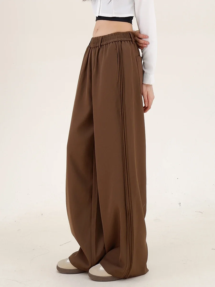 

Elastic Waist Pleated Casual Women's 2024 Autumn New Loose Bf American Retro Drape Wide-leg Pants