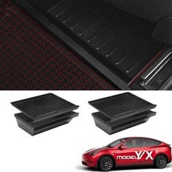 Front Under Seat Storage Box for Tesla Model Y Model X 2020-2024 Accessories Under Seat Storage Box ABS+TPE Double Hidden