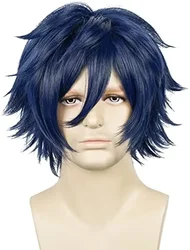 Cosplay Wig for Men Mixed Purple Short layered Wigs Synthetic Male Wigs for Halloween Costumes Daily Party Cosplay